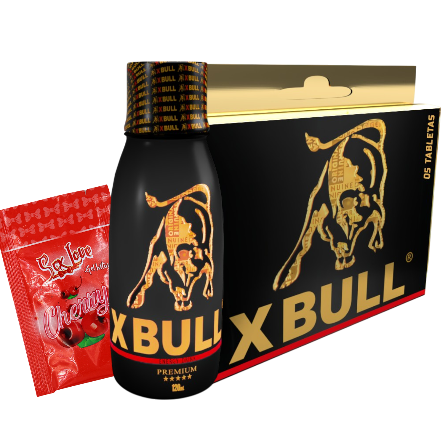 Kit SEX-Bull - presentación completa con sachet de gel íntimo Cherry