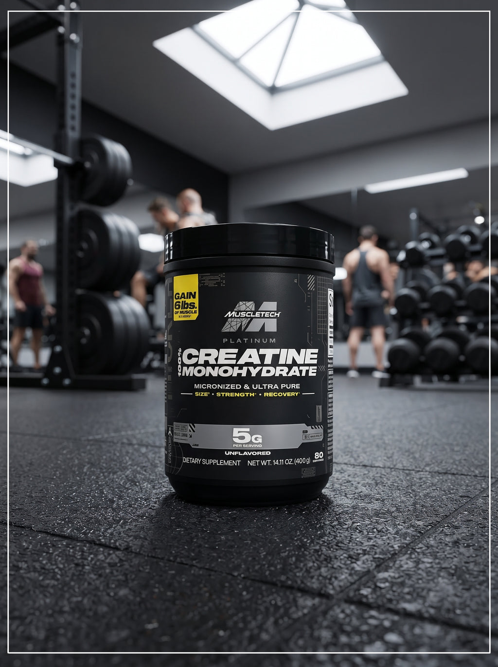 Creatina Platinum MuscleTech - detalle del envase de 400 g