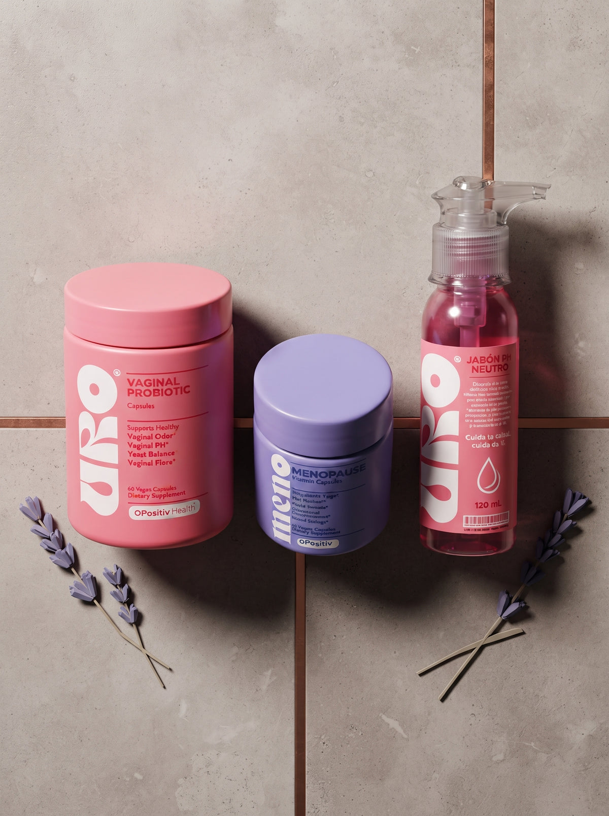 Combo de higiene íntima - detalle de los tres productos