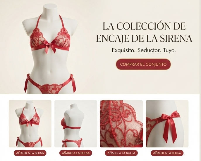 Conjunto Mapalé rojo con lentejuelas, lencería premium