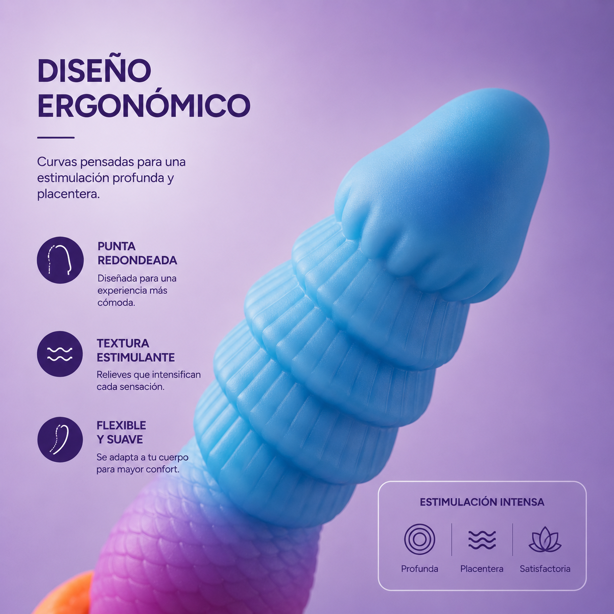 Dildo Splash Nova - detalle de textura y colores