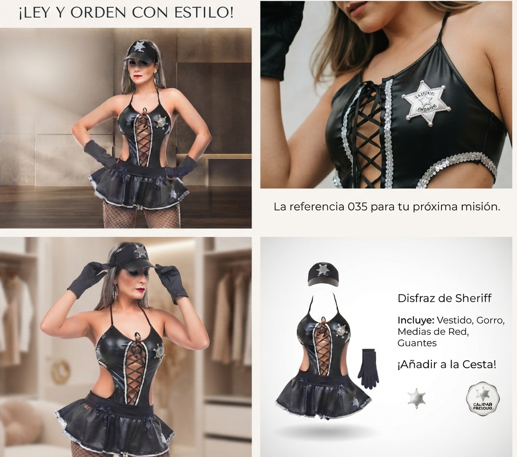 Disfraz erótico de policía - vista completa del conjunto