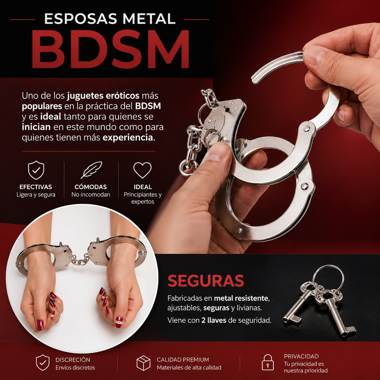 Esposas metálicas - detalle de diseño resistente