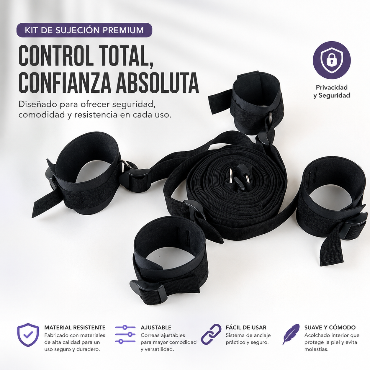 Set de sujeción para cama - ataduras para manos y tobillos