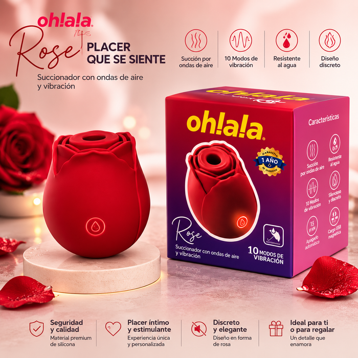 Estimulador de clítoris Rose Waves sin contacto, silicona médica