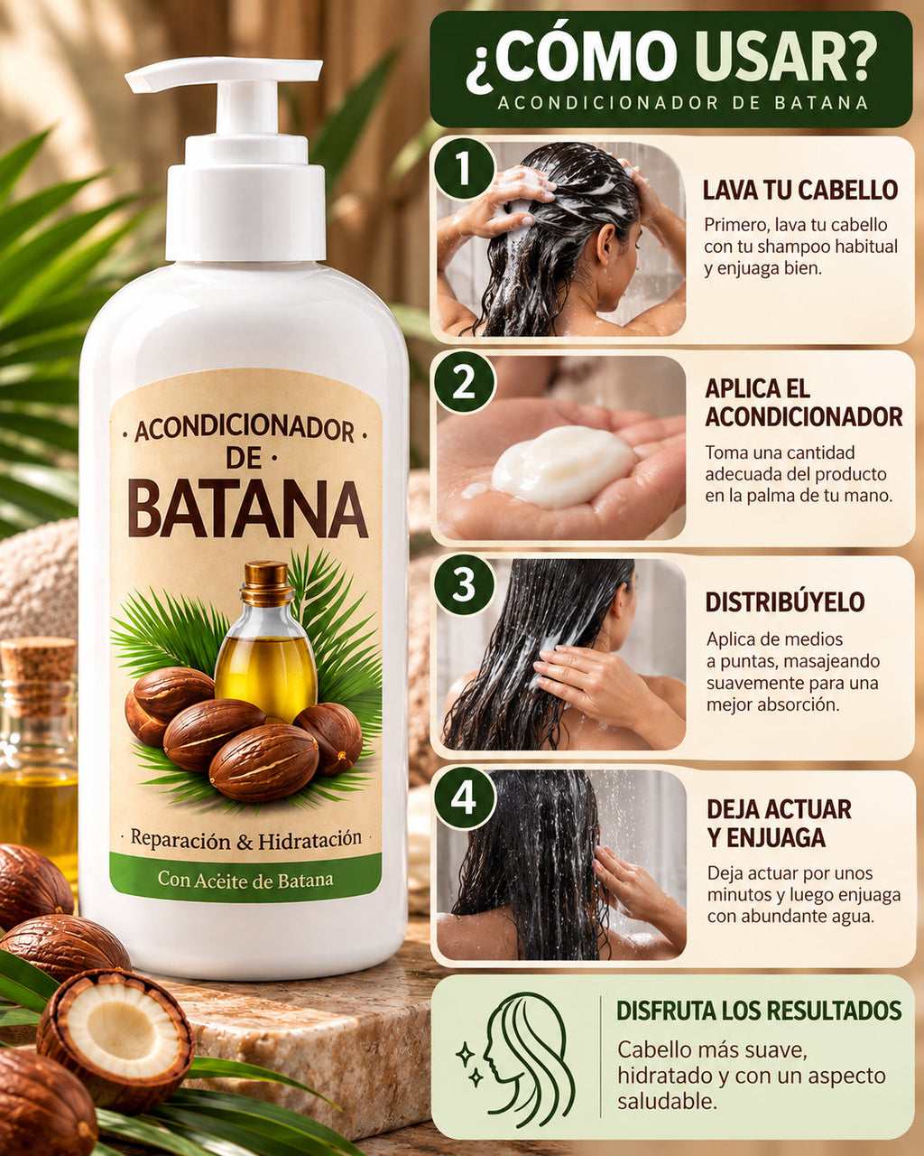 Guía de uso del acondicionador de batana