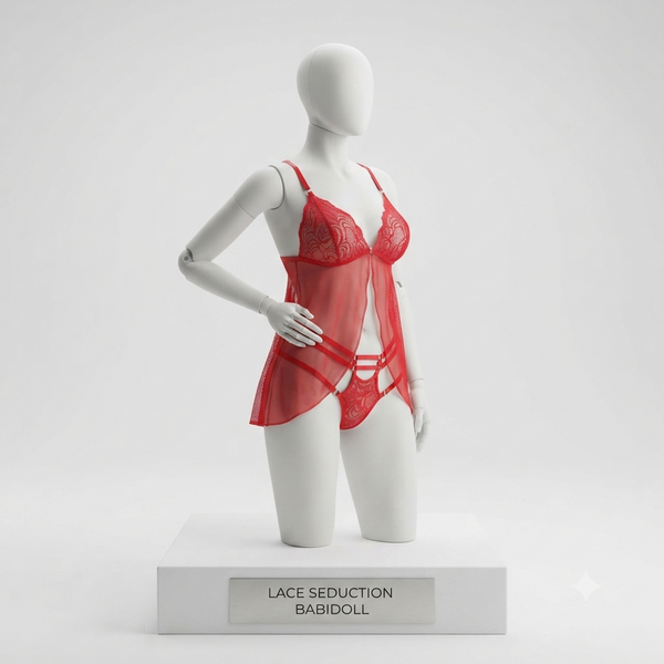 Babydoll rojo semitransparente - vista frontal