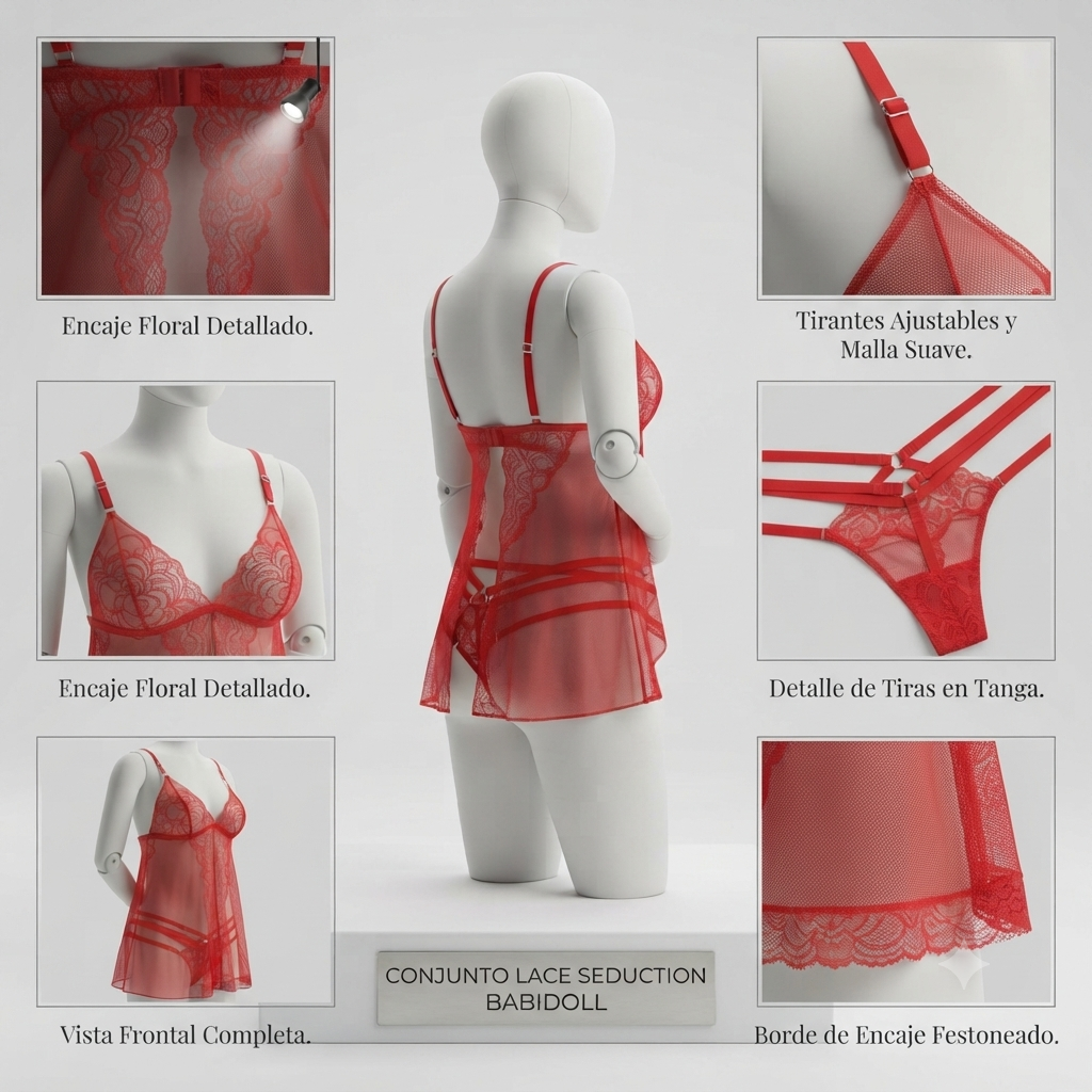 Babydoll rojo semitransparente - empaque con envío discreto