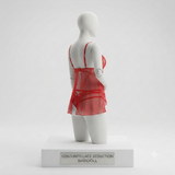 Babydoll rojo semitransparente - detalle de choker a juego