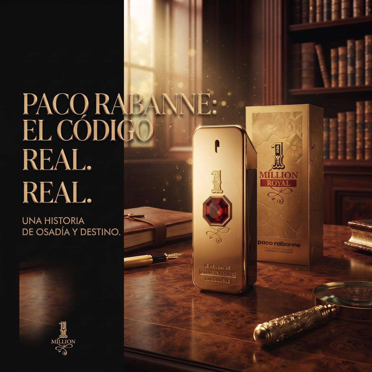 Frasco de Lottus Regente, perfume amaderado aromático para hombre de 100 ml