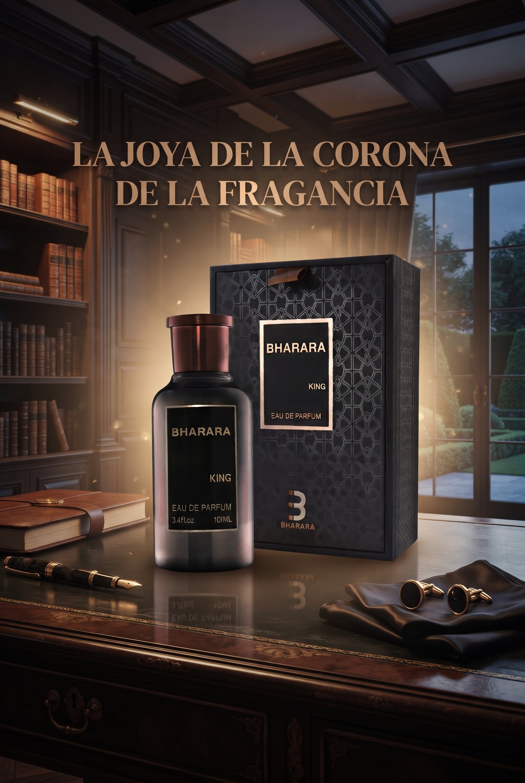 Frasco de Lottus Soberano, perfume cítrico amaderado unisex de 100 ml
