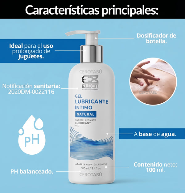 Lubricante íntimo natural en gel de 500 ml con base de agua