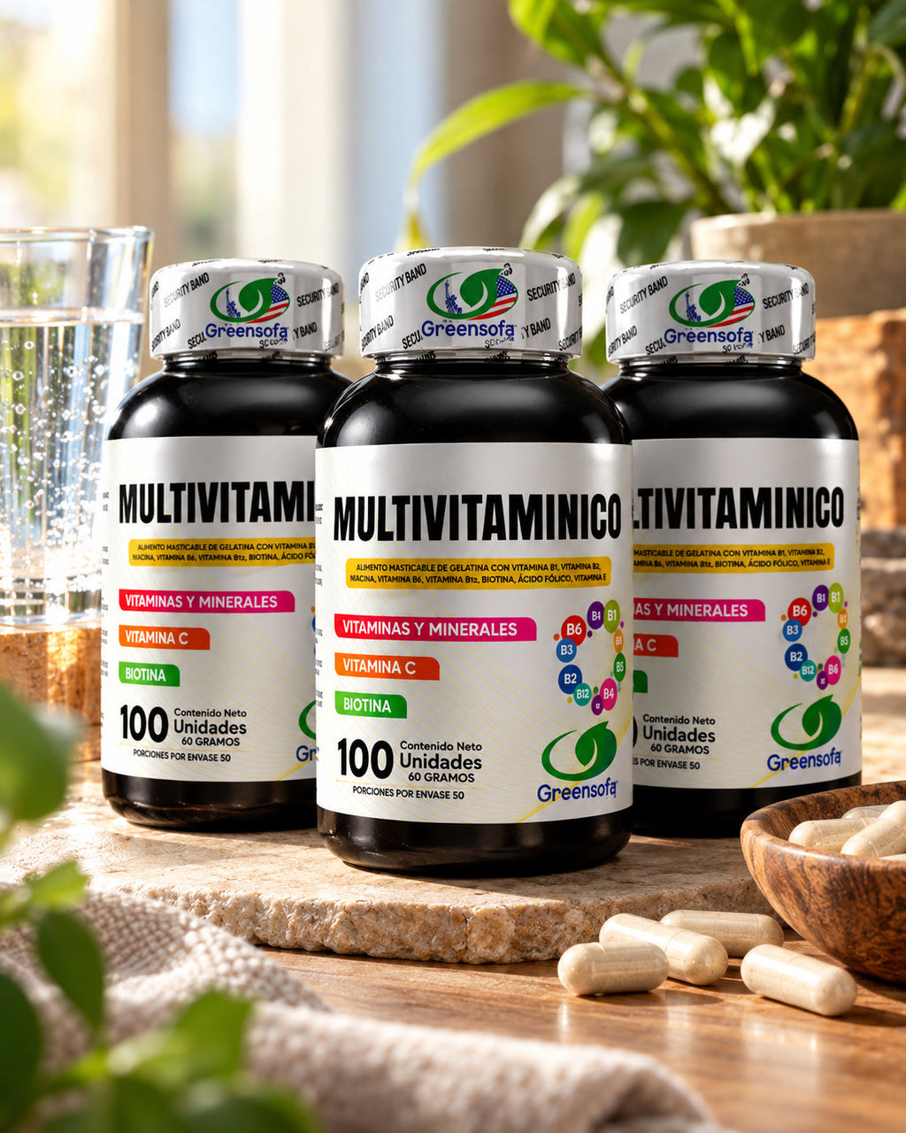 Multivitamínicos Greensofa en ambiente natural