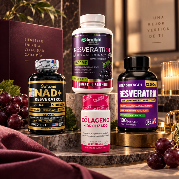 Combo NAD+ Resveratrol y Colágeno Greenworld 4 Productos | Envío Gratis Colombia