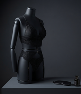 Conjunto de encaje negro 3 piezas - detalle del sujetador con moños