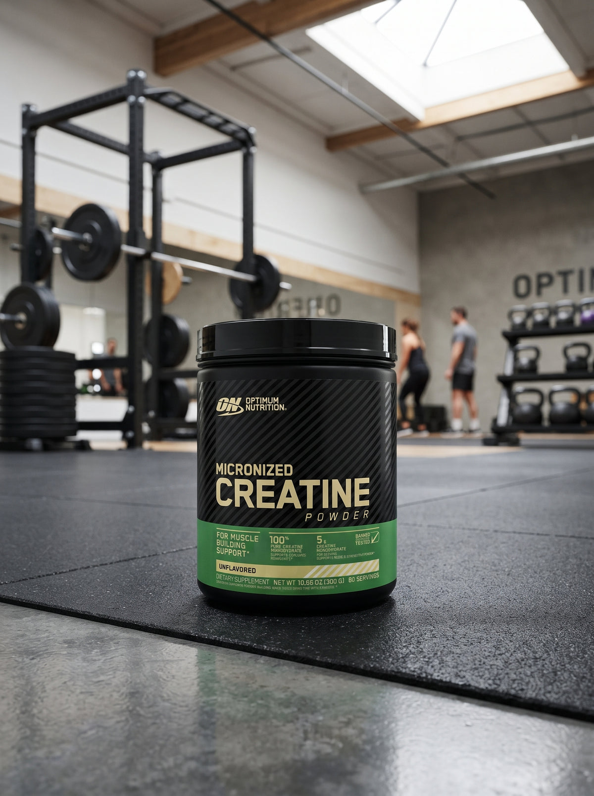 Creatina Optimum Nutrition - detalle del envase de 300 g