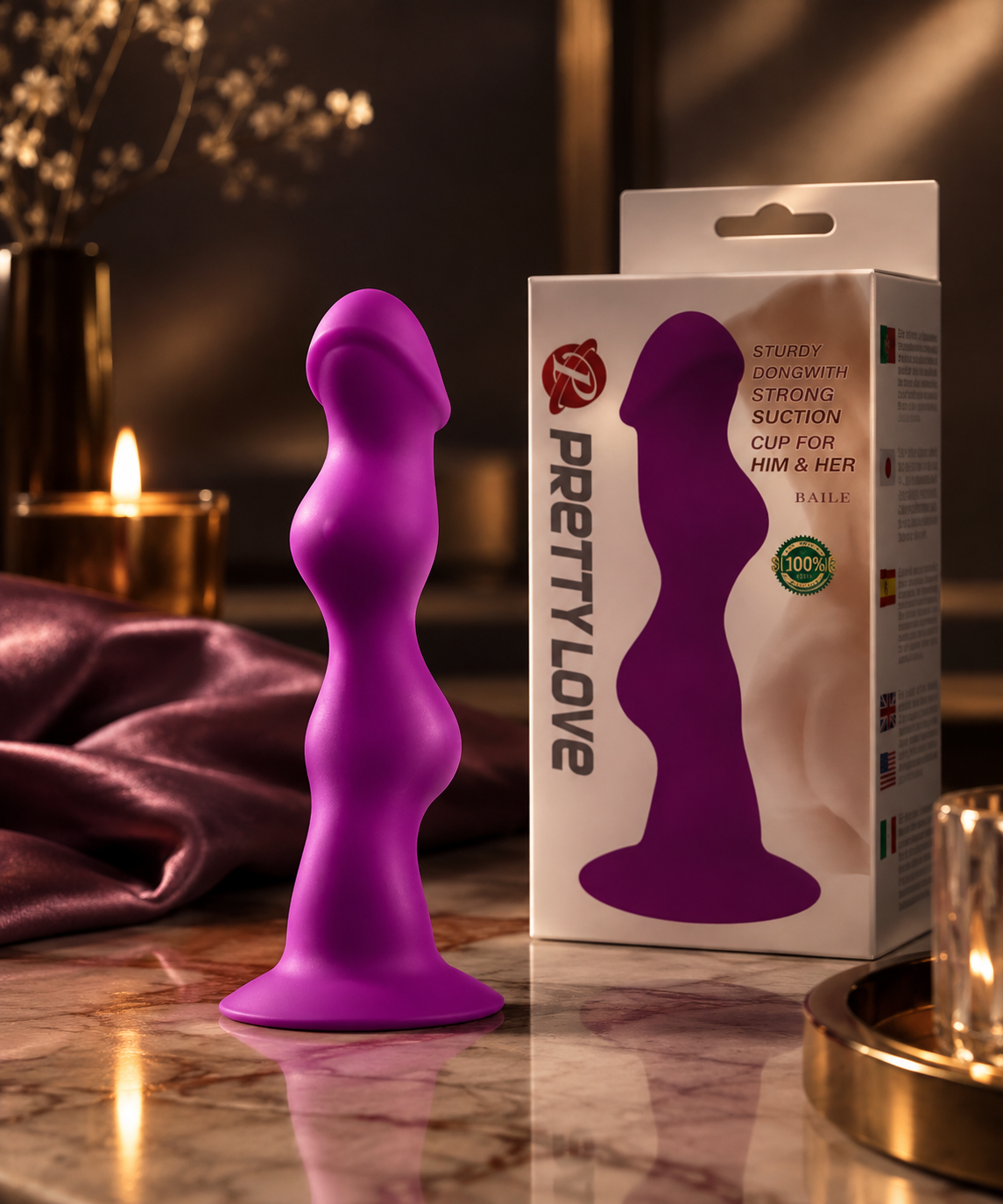 Plug anal de silicona con base de succión de 3,5 cm