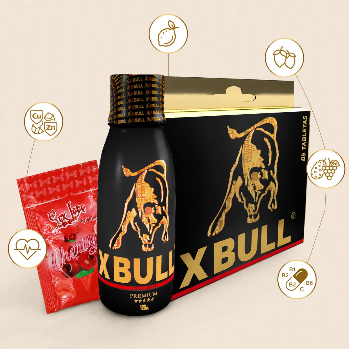Kit SEX-Bull - jarabe energizante de 120 mL