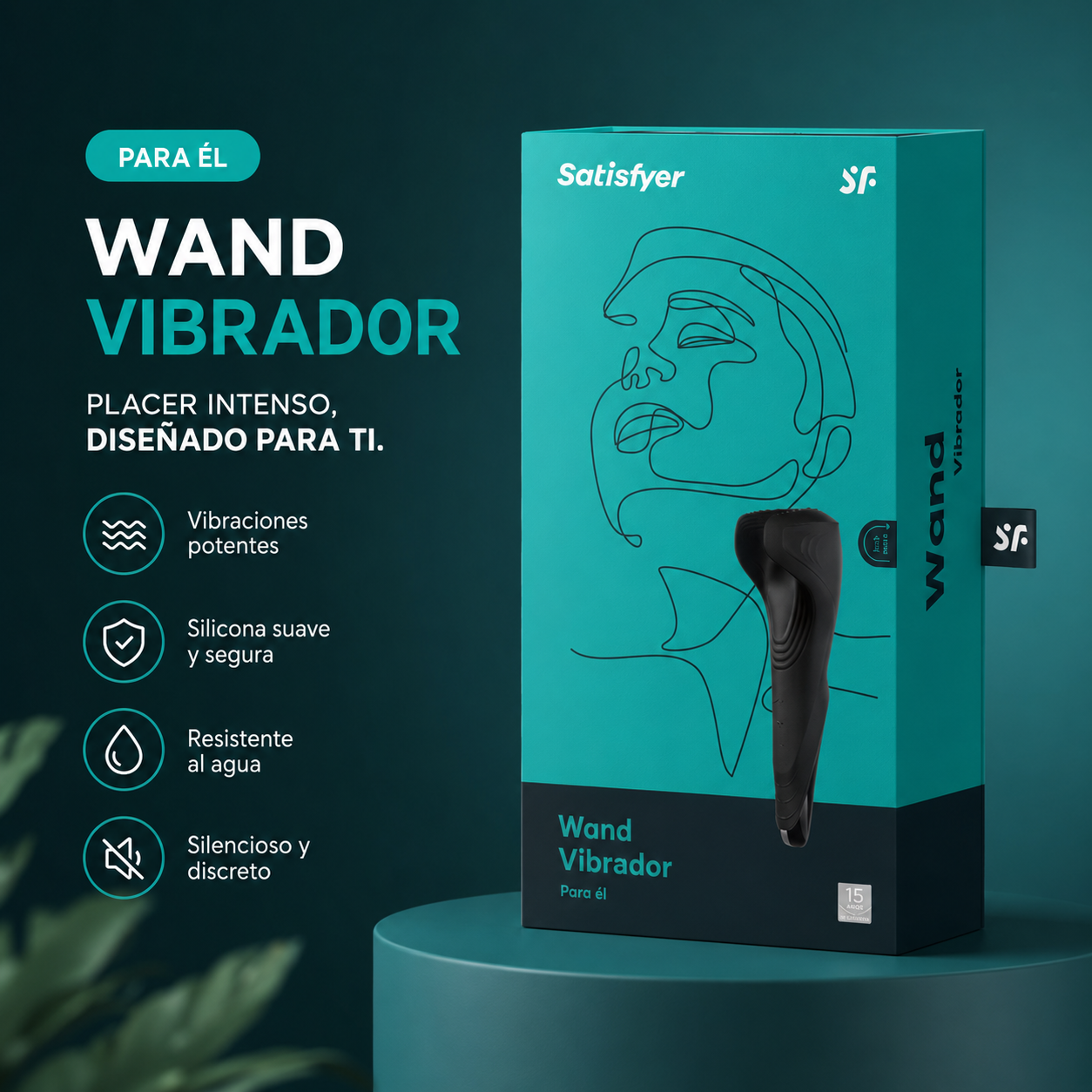 Satisfyer Men Wand, masajeador masculino flexible con alas