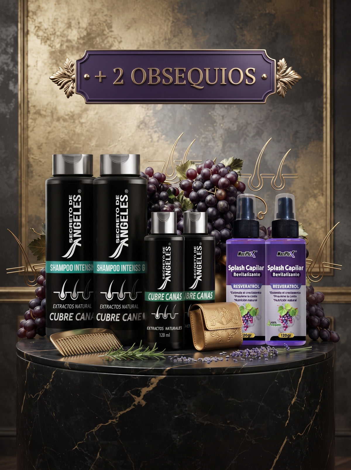 Shampoo Cubre Canas + Splash Resveratrol x2 | Envío Gratis Colombia