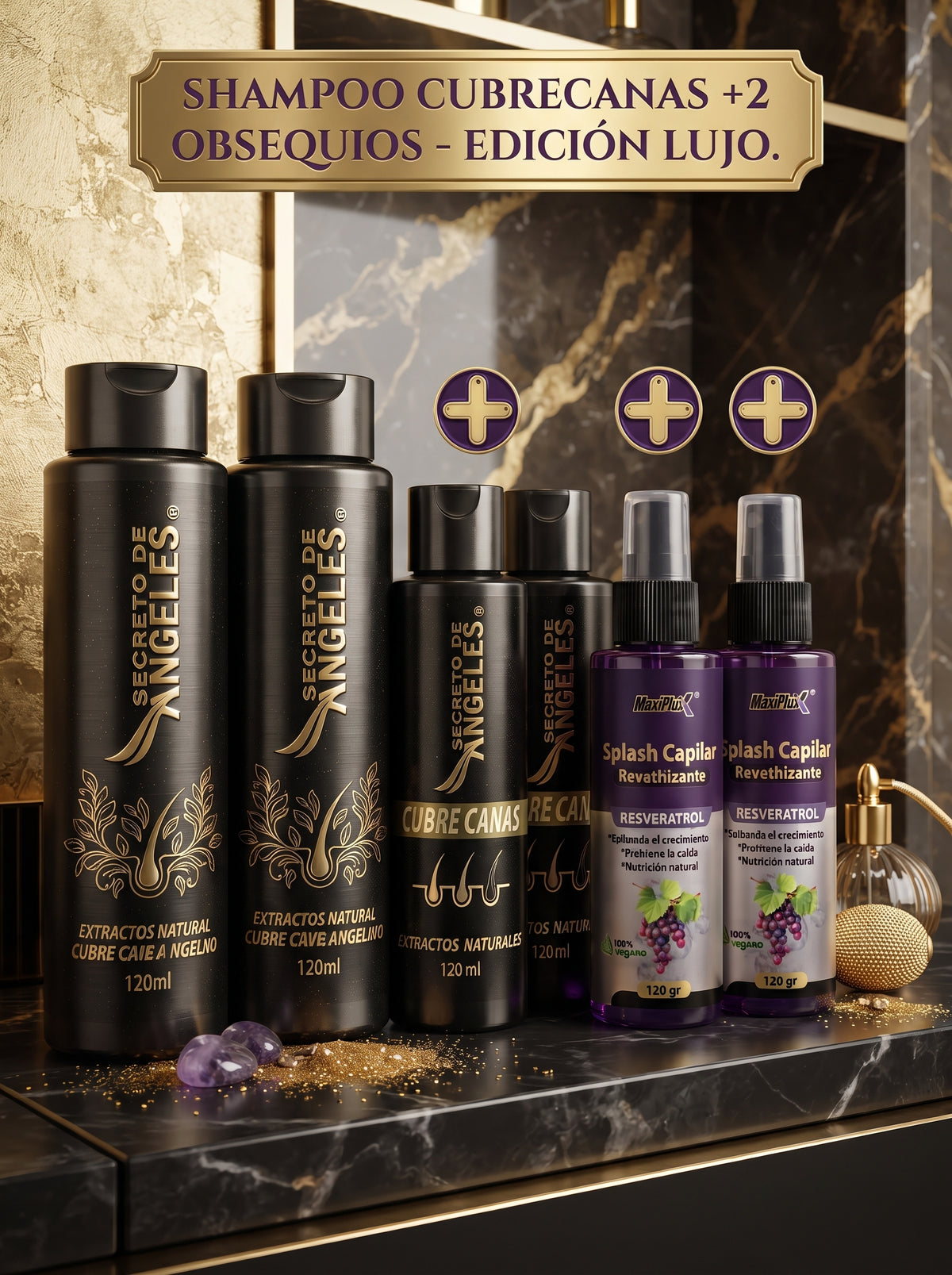Shampoo Cubre Canas + Splash Resveratrol x2 | Envío Gratis Colombia