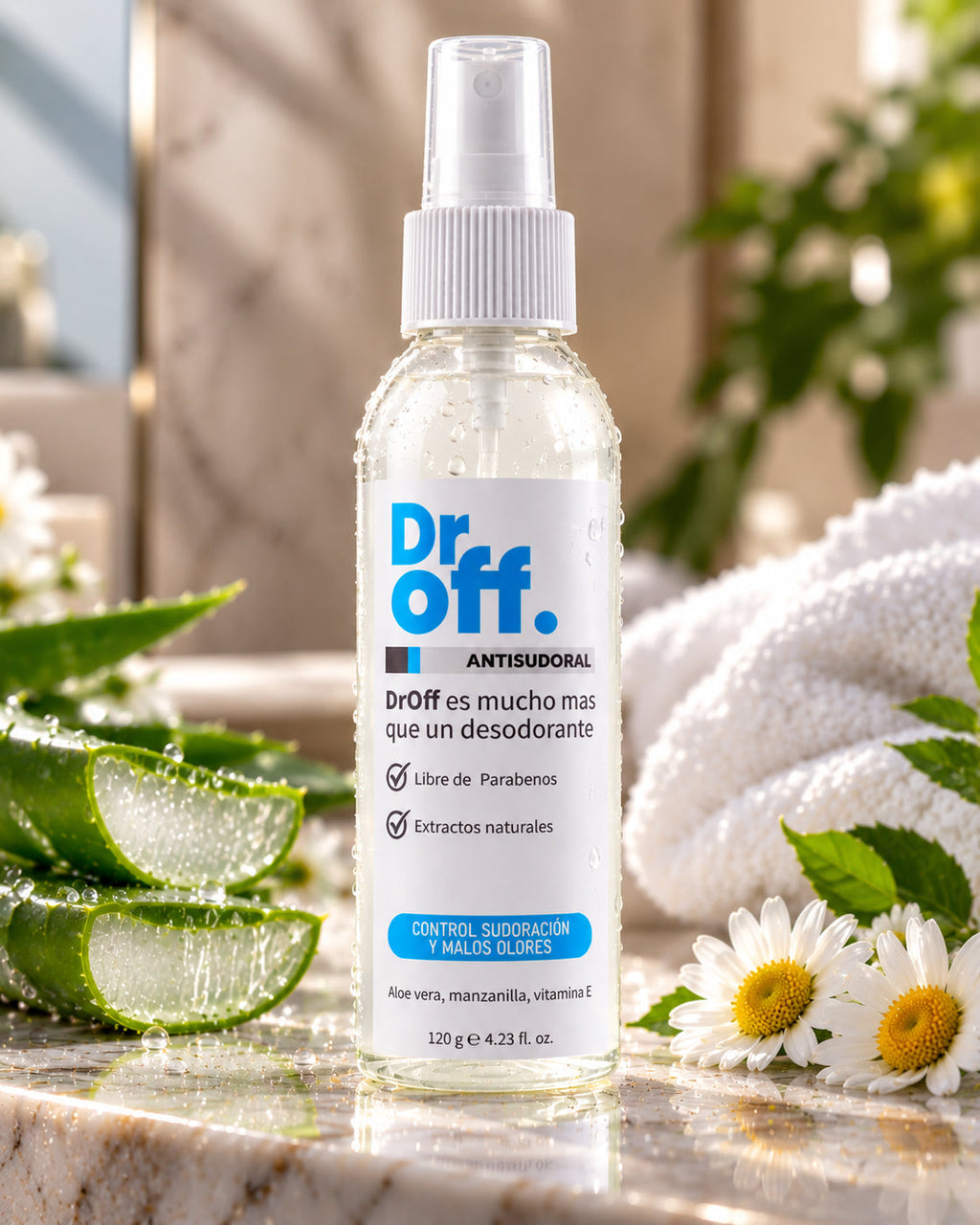 Spray Dr Off entre aloe y manzanilla