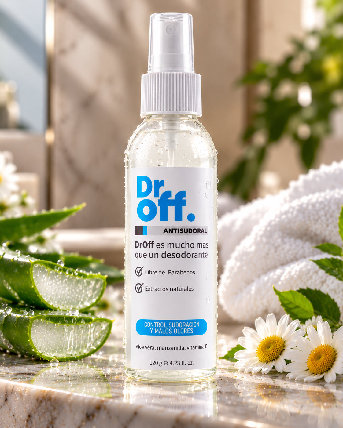 Spray Dr Off entre aloe y manzanilla