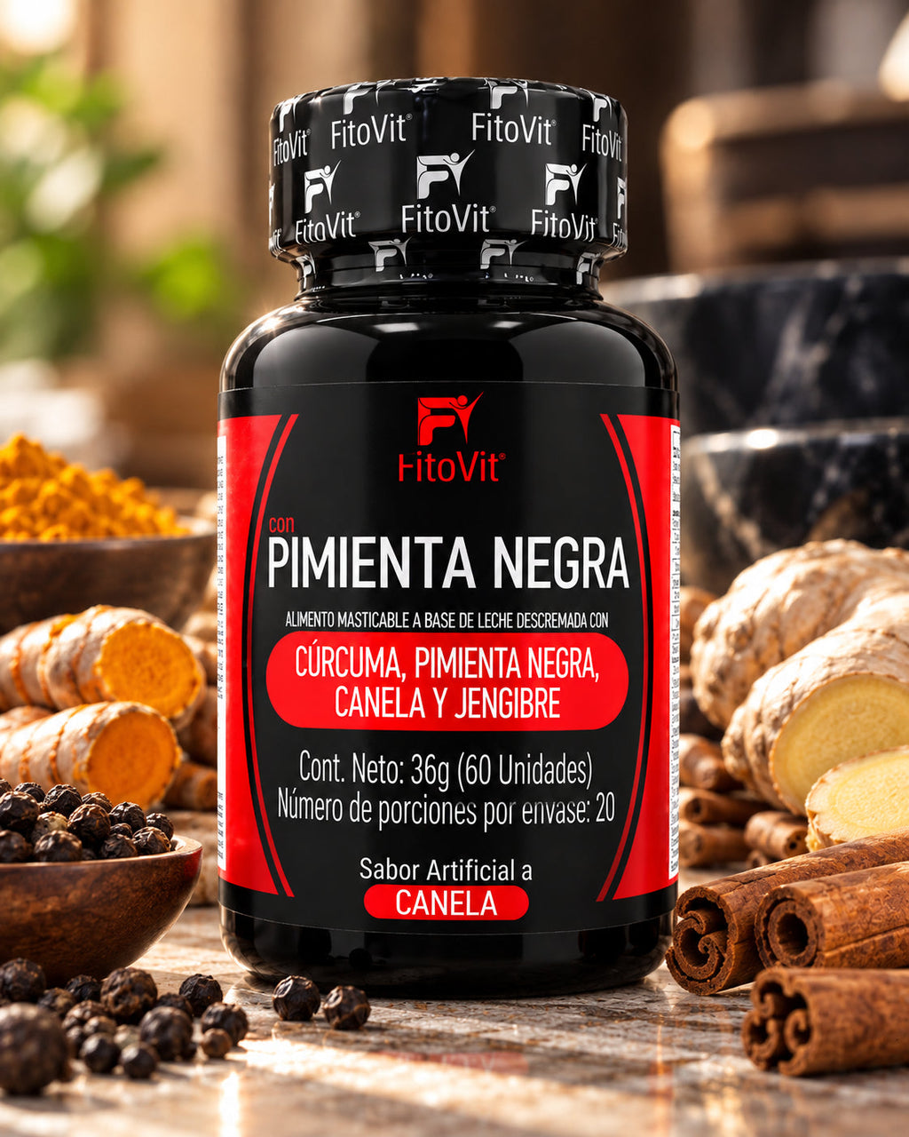 Suplemento de cúrcuma con especias naturales
