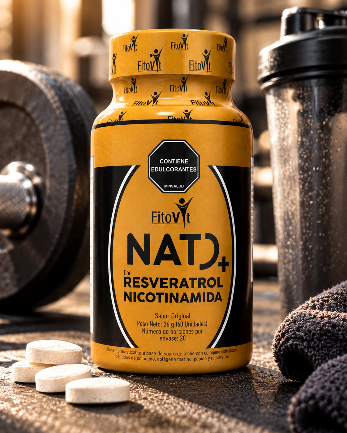 Suplemento FitoVit NAD en ambiente fitness